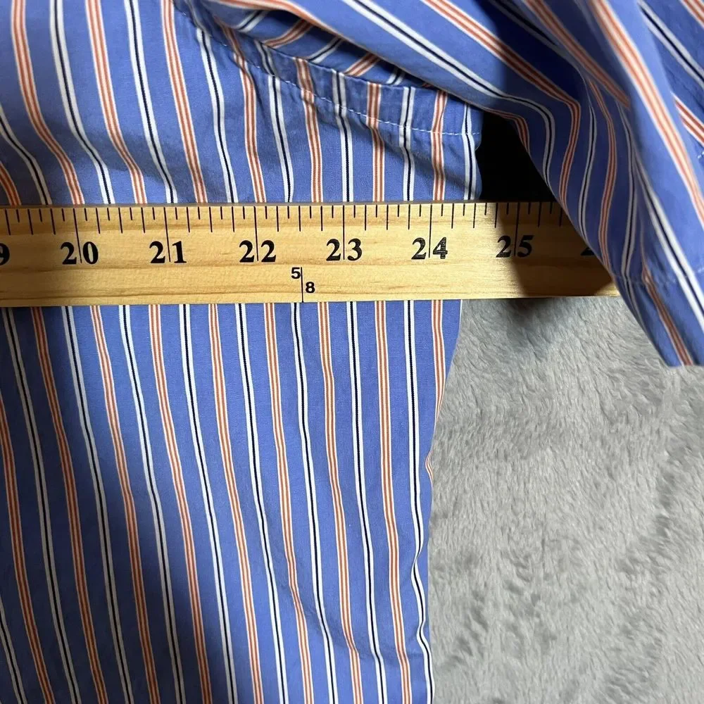 Ralph Lauren Shirt Mens XL Blue Orange‎ Striped Classic Fit SS Button Down